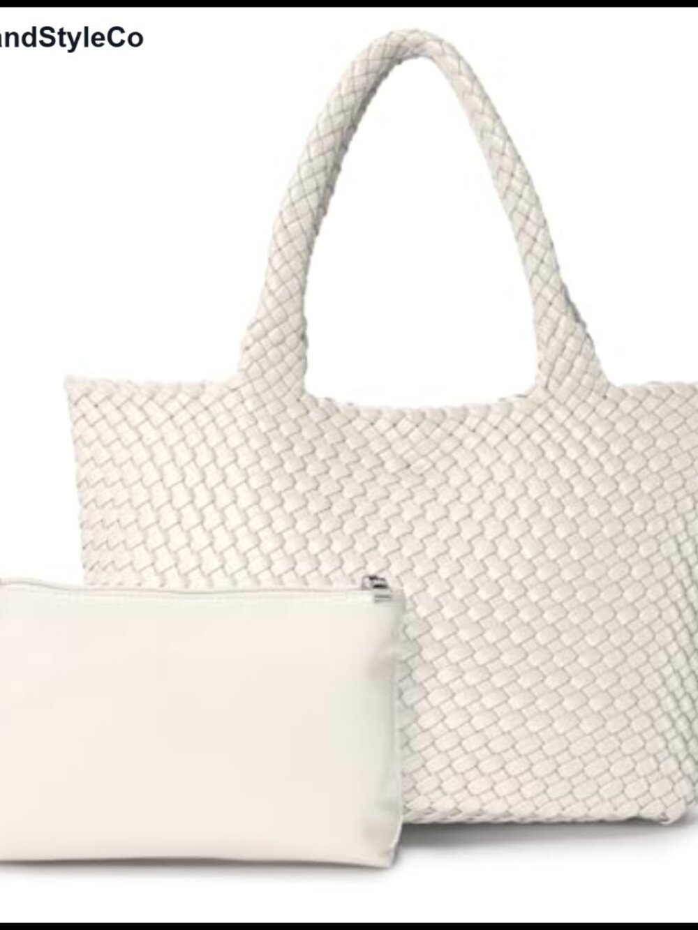 Woven Vegan Leather Tote Bag Large Shoulder Handbag with Clutch